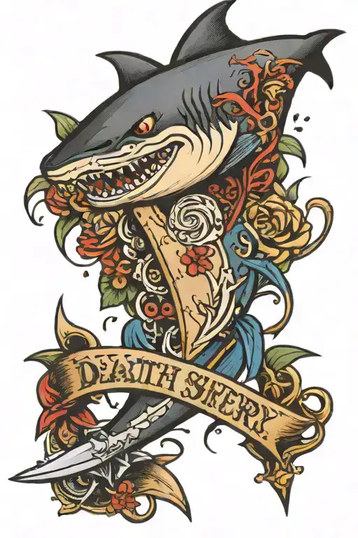 Sailor Jerry Death Before Dishonor Dagger Percing A Shark
