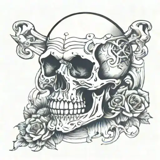 Skull Pulling Back Skin Glass Bones