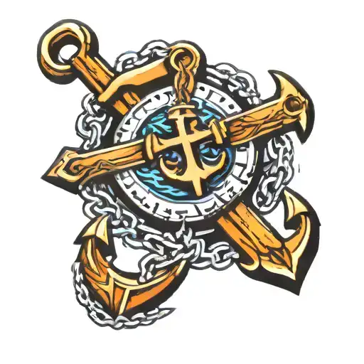 Boat Map Anchor Chain Cross