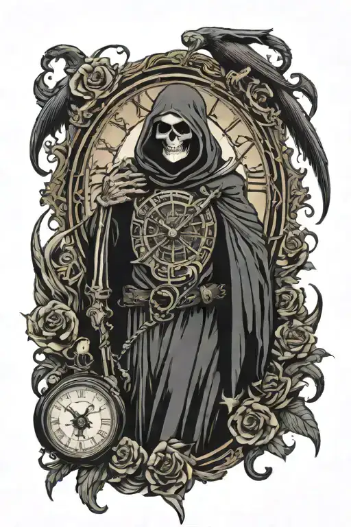 Grim Reaper Clock Surrounded