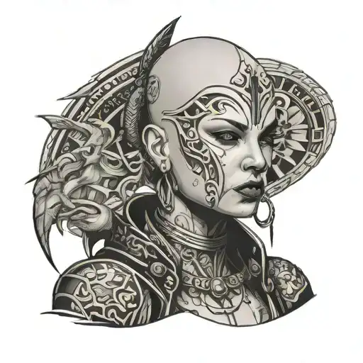 Bald Warrior Woman Portrait Style