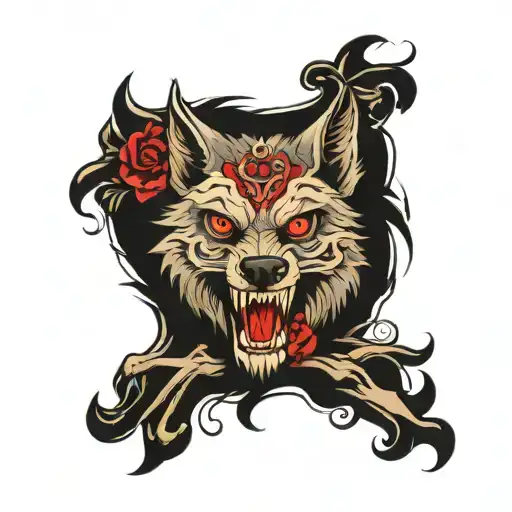 Wolf With Half A Skull Face