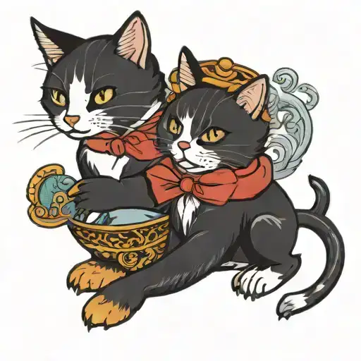 Duck And Cat Playing