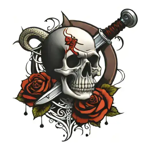 Sword Skull Rose Snake Blood