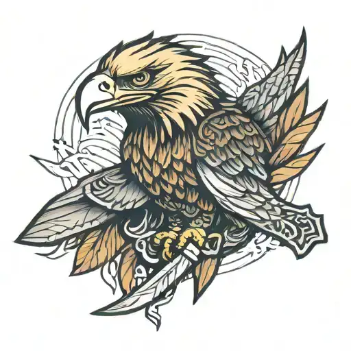 Eagle With A Knife Stuck In It