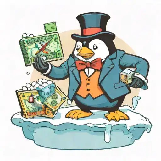 Mr Monopoly But As A Penguin And Standing On An Ice Cube House