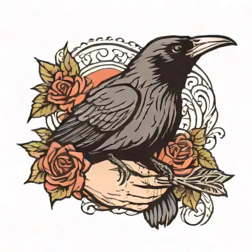 Raven Holding A Rabbit