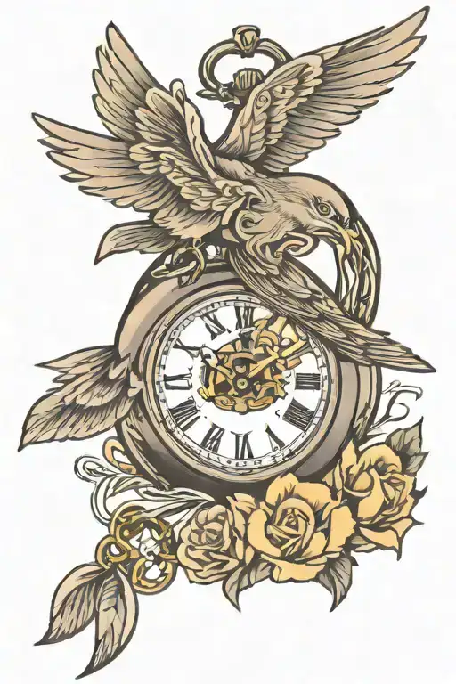 Pocket Watch And Bird