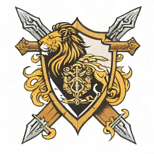 Lion Sword Shield Cross