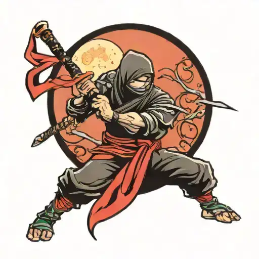 Ninja Looking At The Moon