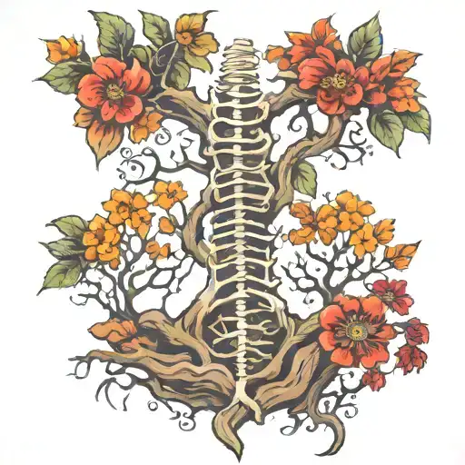 A Tree And A Human Spine Mending Together