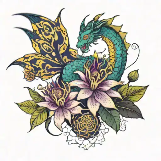Passion Flower Geometric Dragon