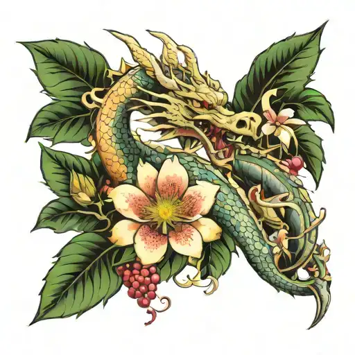 A Dragon With Passion Fruit Flower As Its Skin Skin