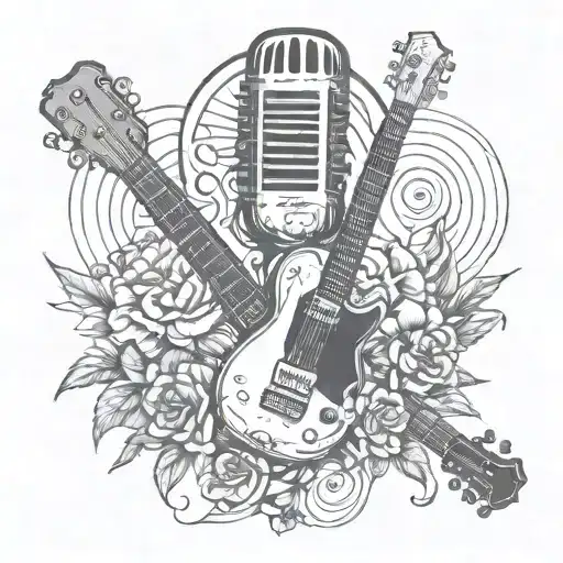 Guitar Small Microphone Drums Jgf Initials Intertwined