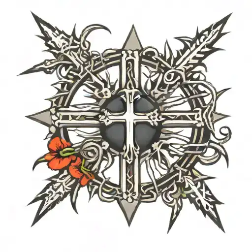 Crown Of Thorns With Nail Cross Surrounded