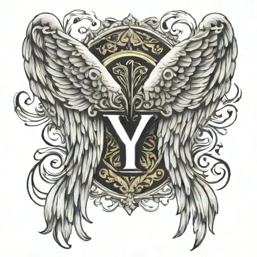 Angel Wings With Y Inital