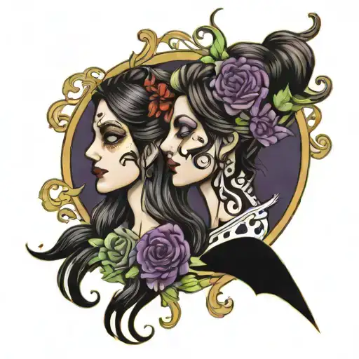 Gemini Twins Hippy Side Gothic Side View