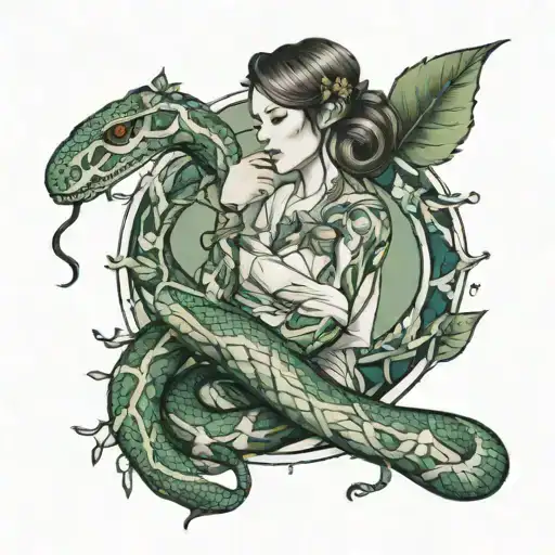 Trees Snake Wrapped Loosely Girl Holding