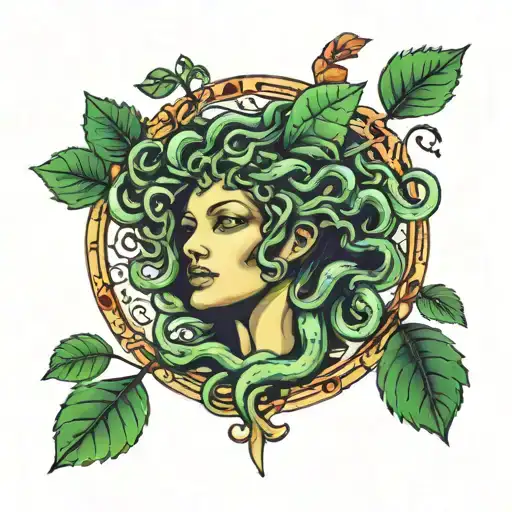 Medusa With A Tree Background