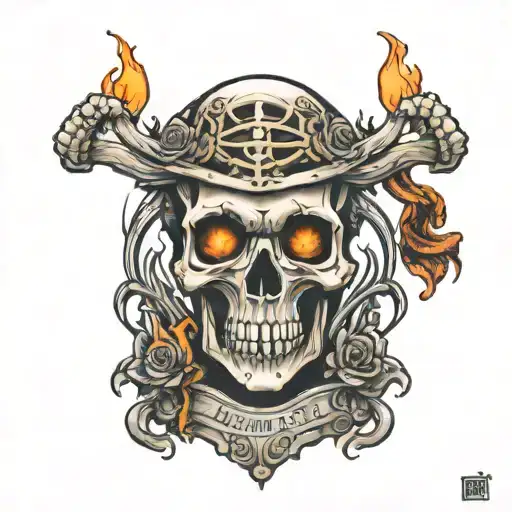 Praying Skeleton With The Phrase My Flaws Burn Through My Skin Like Demonic Flames From Hell