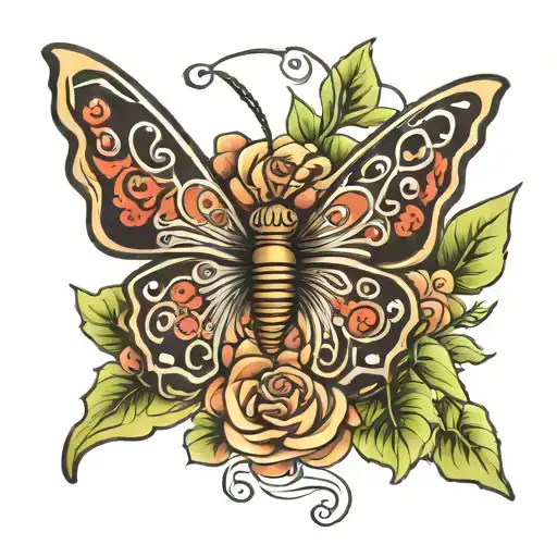 Butterfly With Aries Zodiac Sign