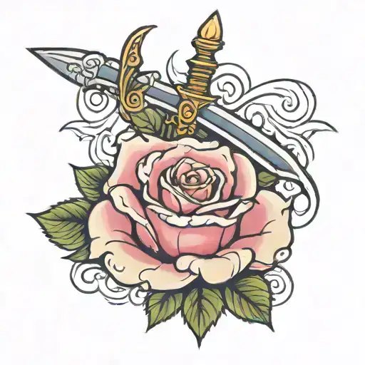 Rose With A Sword Piercing