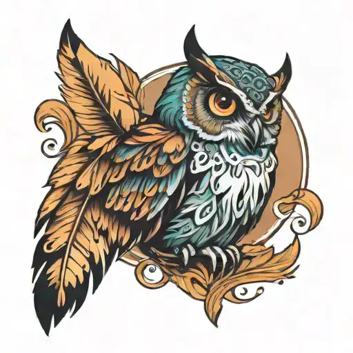 Owl And Feather
