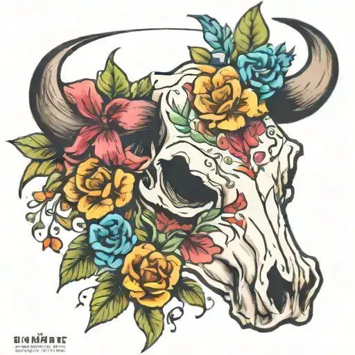 Floral Cow Skull