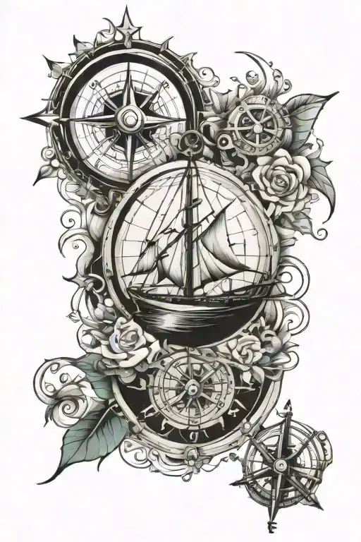 Boat And Compass Design