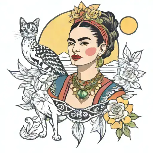 Frida Kahlo With Moon And Sun