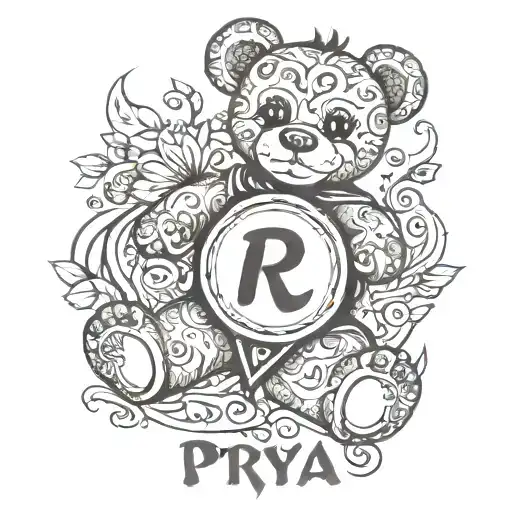 Teddy Bear On Alphabets Name Priya