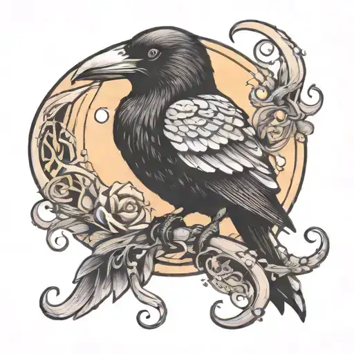 Space Crow Perched On Tentacles