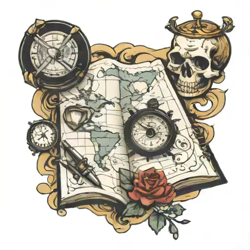 Map And Note Book Open