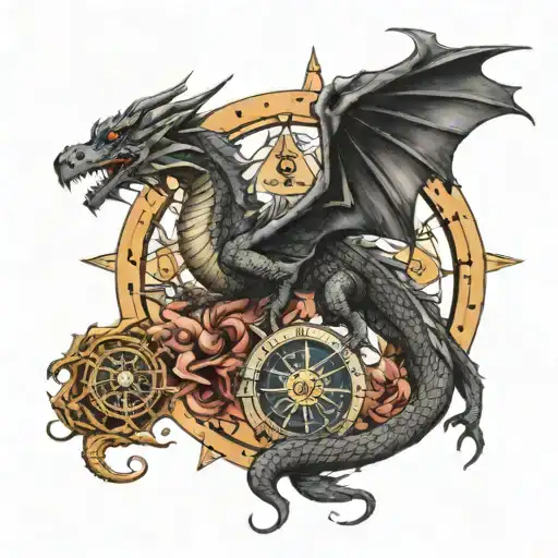 Dragon Surrounding A Compass