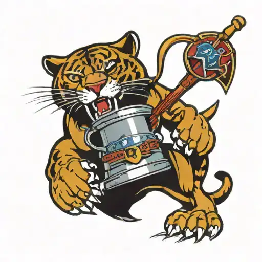 Florida Panthers With Cup Trophy