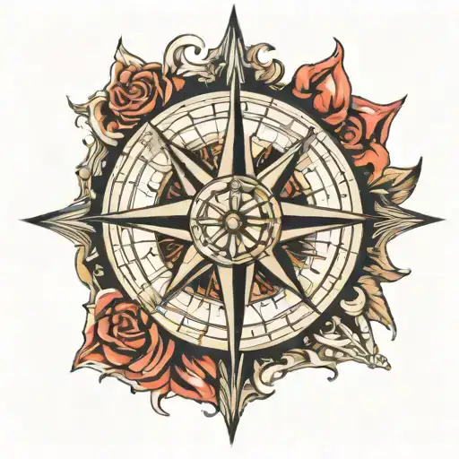 Wind Rose On A Compass With