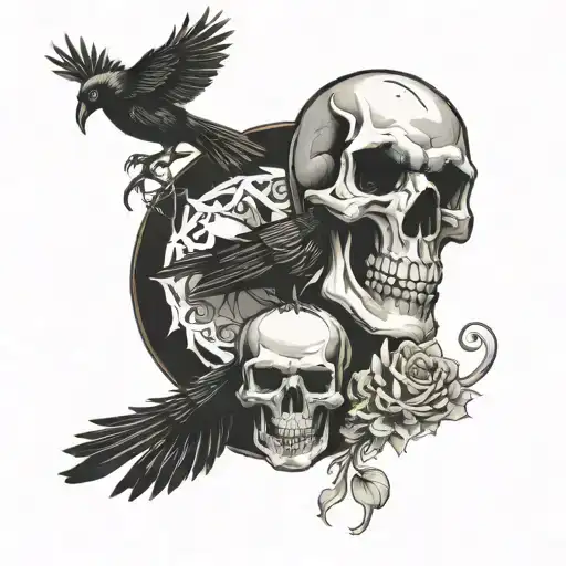 Skulll And Raven