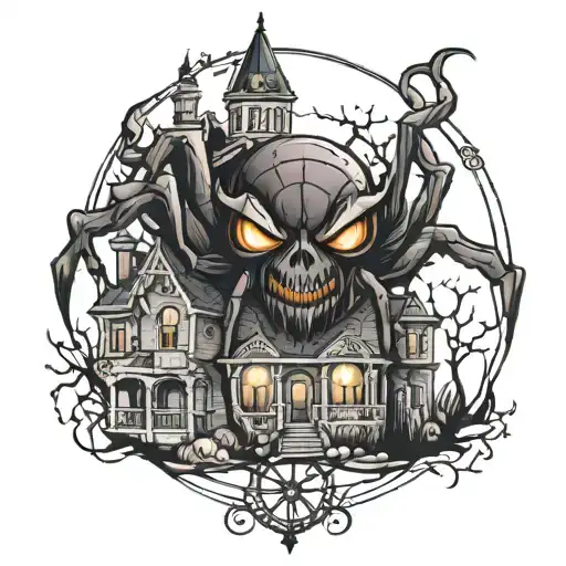 Halloween Spider And Haunted Mansion