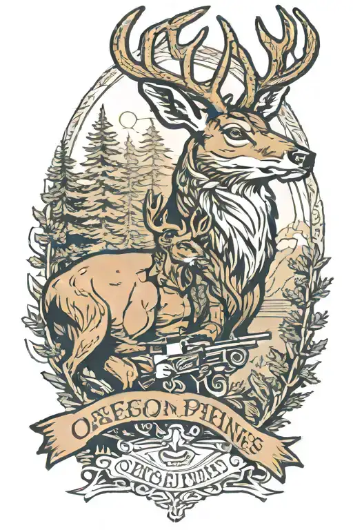 Oregon Pines A Man With His Gun And A Buck