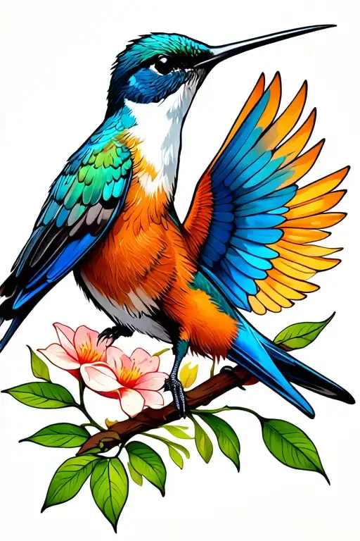Create A Tattoo Design Using A Hummingbird And A Bluebird