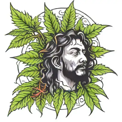 Marijuana Plant With God