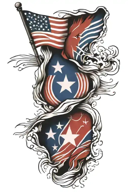 Skin Tear American And Korean Flag Intertwined