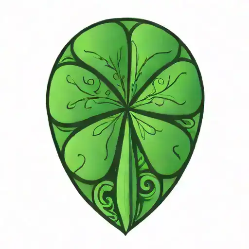 Four Leave Clover With Celtic Knot In Leaves Intertwined