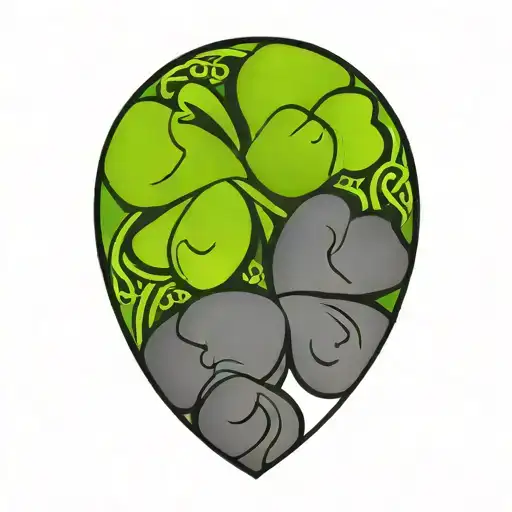 Four Leaf Clover With Celtic Knot In Leaves Intertwined