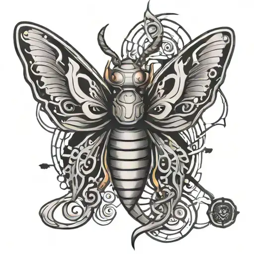 Cyber Sigil Moth Black And Grey