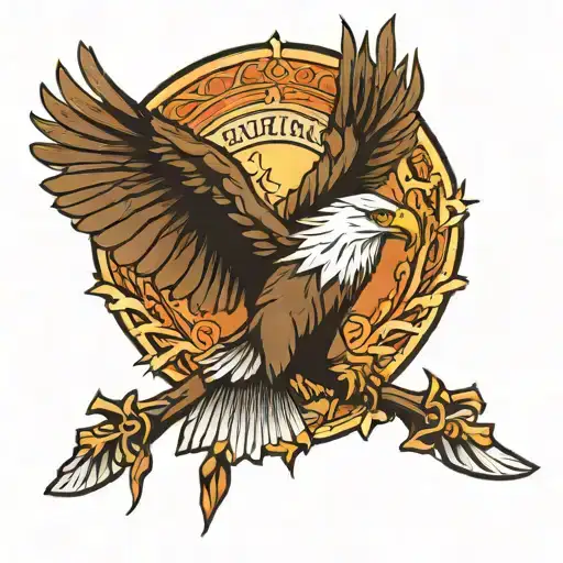 Christian Cross With An Eagle Perched