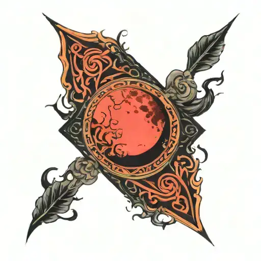 Black Full Rectangle With Red Moon On Top Right Corner