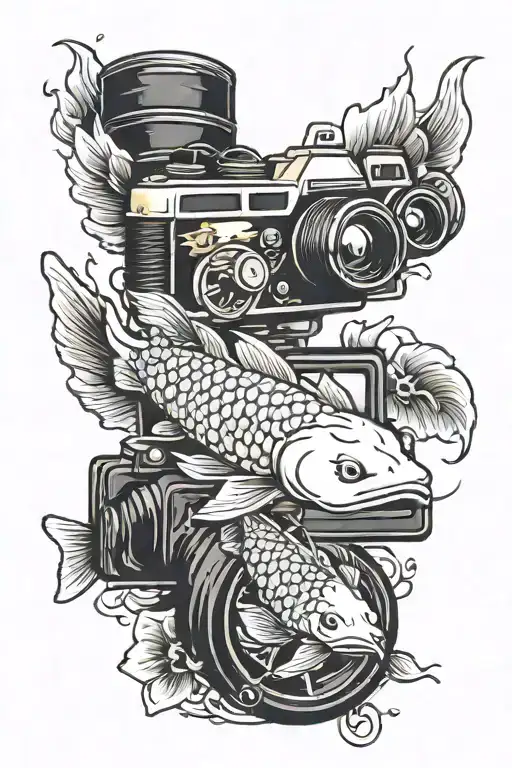 Car And Camera And Koi Fish Swimming