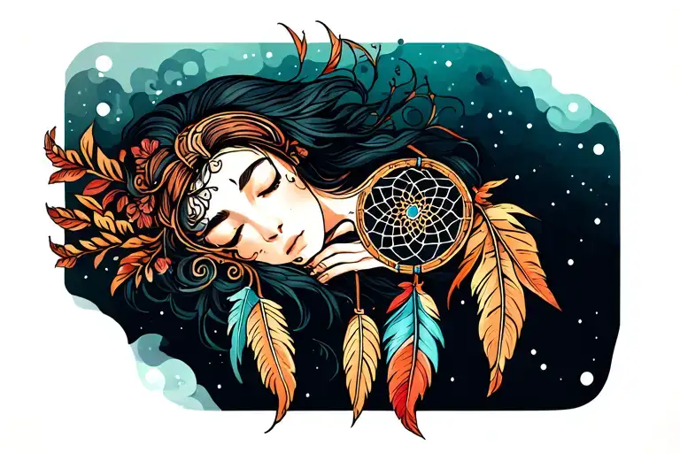 Dreamcatcher Tattoo With A Sleeping