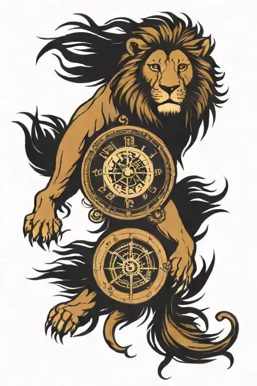 Lion Compass Clock